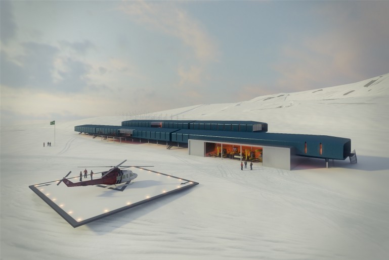 The image shows the project of the new Brazilian Antartic Station facilities.